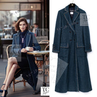 CHANEL 12A Emerald Green Metallic Long Tweed Coat 34 36 シャネル エメラルド グリーン メタリック ツイード ロング コート 即発