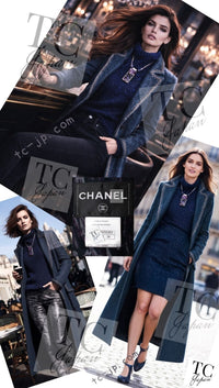 CHANEL 12A Emerald Green Metallic Long Tweed Coat 34 36 シャネル エメラルド グリーン メタリック ツイード ロング コート 即発