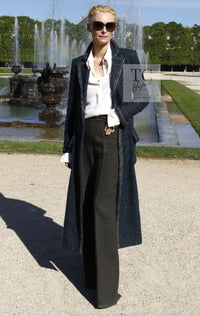 CHANEL 12A Emerald Green Metallic Long Tweed Coat 34 36 シャネル エメラルド グリーン メタリック ツイード ロング コート 即発