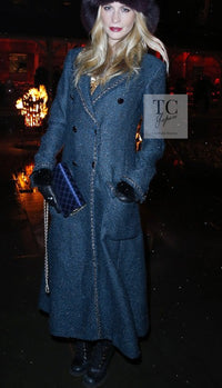CHANEL 12A Emerald Green Metallic Long Tweed Coat 34 36 シャネル エメラルド グリーン メタリック ツイード ロング コート 即発