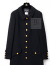 CHANEL 96A Vintage Black Gold Button Wool Long Coat 42 シャネル ヴィンテージ ブラック ゴールド ボタン ウール ロング コート 即発