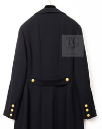 CHANEL 96A Vintage Black Gold Button Wool Long Coat 42 シャネル ヴィンテージ ブラック ゴールド ボタン ウール ロング コート 即発