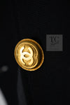 CHANEL 96A Vintage Black Gold Button Wool Long Coat 42 シャネル ヴィンテージ ブラック ゴールド ボタン ウール ロング コート 即発