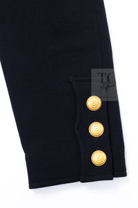 CHANEL 96A Vintage Black Gold Button Wool Long Coat 42 シャネル ヴィンテージ ブラック ゴールド ボタン ウール ロング コート 即発