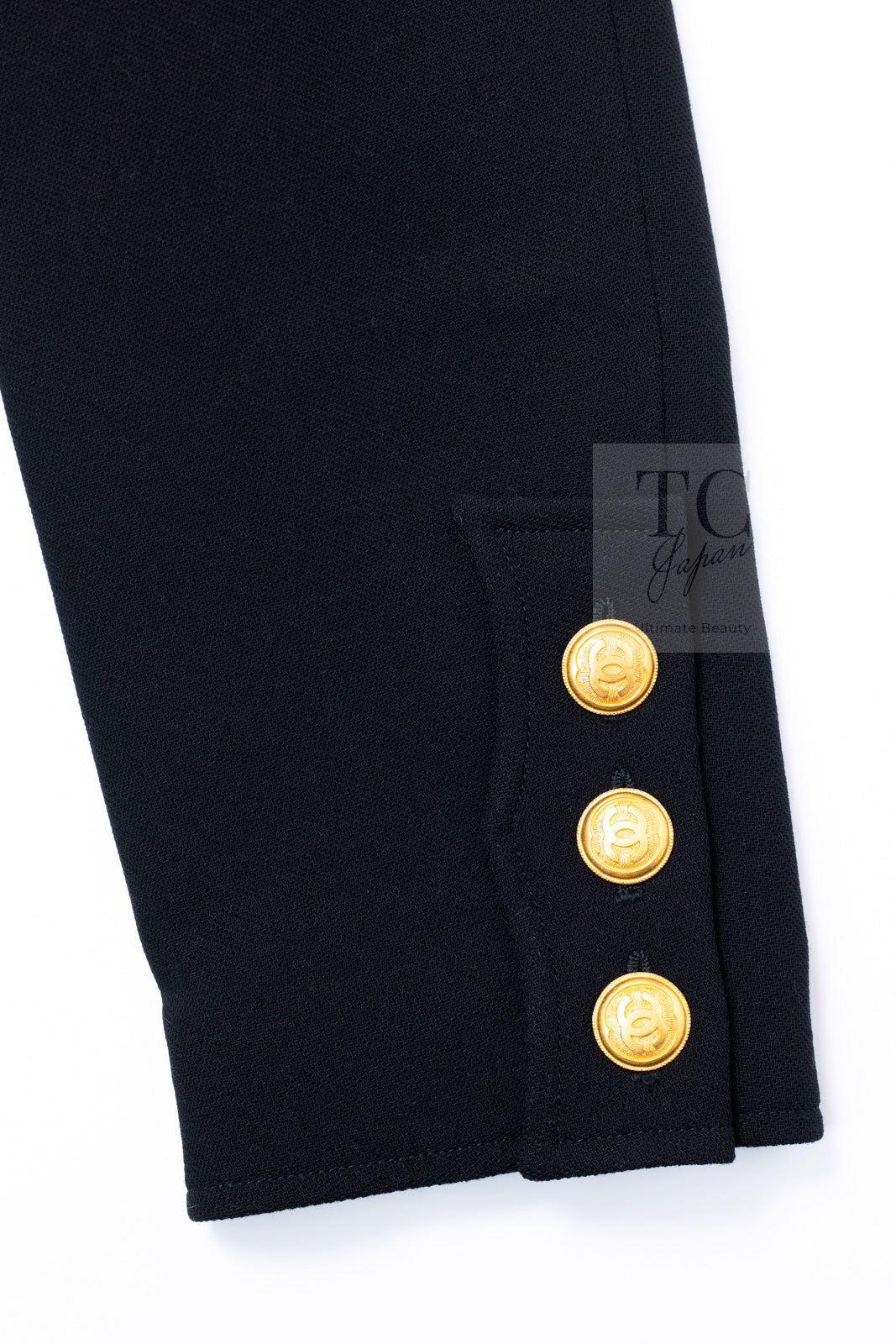 CHANEL 96A Vintage Black Gold Button Wool Long Coat 42 シャネル ヴィンテージ ブラック ゴールド ボタン ウール ロング コート 即発