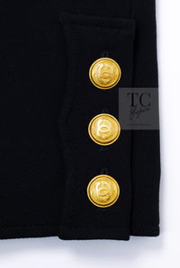 CHANEL 96A Vintage Black Gold Button Wool Long Coat 42 シャネル ヴィンテージ ブラック ゴールド ボタン ウール ロング コート 即発