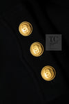 CHANEL 96A Vintage Black Gold Button Wool Long Coat 42 シャネル ヴィンテージ ブラック ゴールド ボタン ウール ロング コート 即発