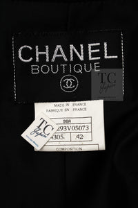 CHANEL 96A Vintage Black Gold Button Wool Long Coat 42 シャネル ヴィンテージ ブラック ゴールド ボタン ウール ロング コート 即発