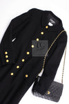 CHANEL 96A Vintage Black Gold Button Wool Long Coat 42 シャネル ヴィンテージ ブラック ゴールド ボタン ウール ロング コート 即発