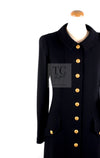 CHANEL 96A Vintage Black Gold Button Wool Long Coat 42 シャネル ヴィンテージ ブラック ゴールド ボタン ウール ロング コート 即発