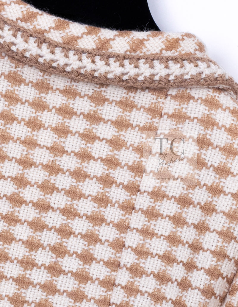 CHANEL 00A Beige Cream Wool Alpaca Mohair Jacket Coat 38 シャネル ベージュ クリーム ウール アルパカ モヘア ジャケット コート 即発