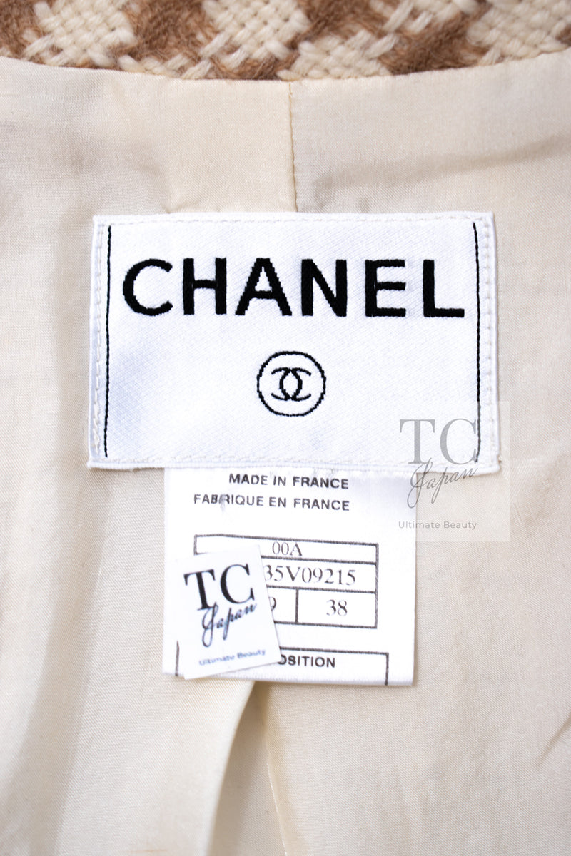CHANEL 00A Beige Cream Wool Alpaca Mohair Jacket Coat 38 シャネル ベージュ クリーム ウール アルパカ モヘア ジャケット コート 即発