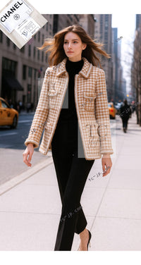 CHANEL 00A Beige Cream Wool Alpaca Mohair Jacket Coat 38 シャネル ベージュ クリーム ウール アルパカ モヘア ジャケット コート 即発