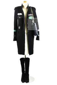 CHANEL 09A Black Green Wool Silk Long Jacket Coat 36 シャネル ブラック グリーン ウール シルク ロング ジャケット コート 即発