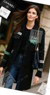 CHANEL 09A Black Green Wool Silk Long Jacket Coat 36 シャネル ブラック グリーン ウール シルク ロング ジャケット コート 即発