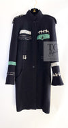 CHANEL 09A Black Green Wool Silk Long Jacket Coat 36 シャネル ブラック グリーン ウール シルク ロング ジャケット コート 即発