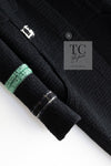 CHANEL 09A Black Green Wool Silk Long Jacket Coat 36 シャネル ブラック グリーン ウール シルク ロング ジャケット コート 即発