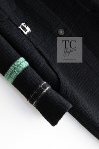 CHANEL 09A Black Green Wool Silk Long Jacket Coat 36 シャネル ブラック グリーン ウール シルク ロング ジャケット コート 即発