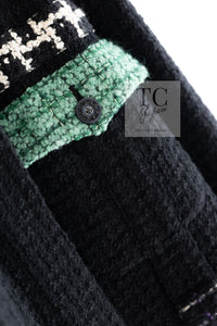 CHANEL 09A Black Green Wool Silk Long Jacket Coat 36 シャネル ブラック グリーン ウール シルク ロング ジャケット コート 即発
