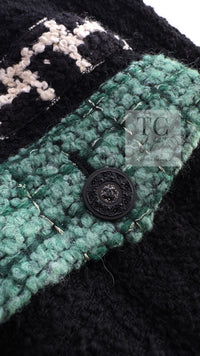 CHANEL 09A Black Green Wool Silk Long Jacket Coat 36 シャネル ブラック グリーン ウール シルク ロング ジャケット コート 即発