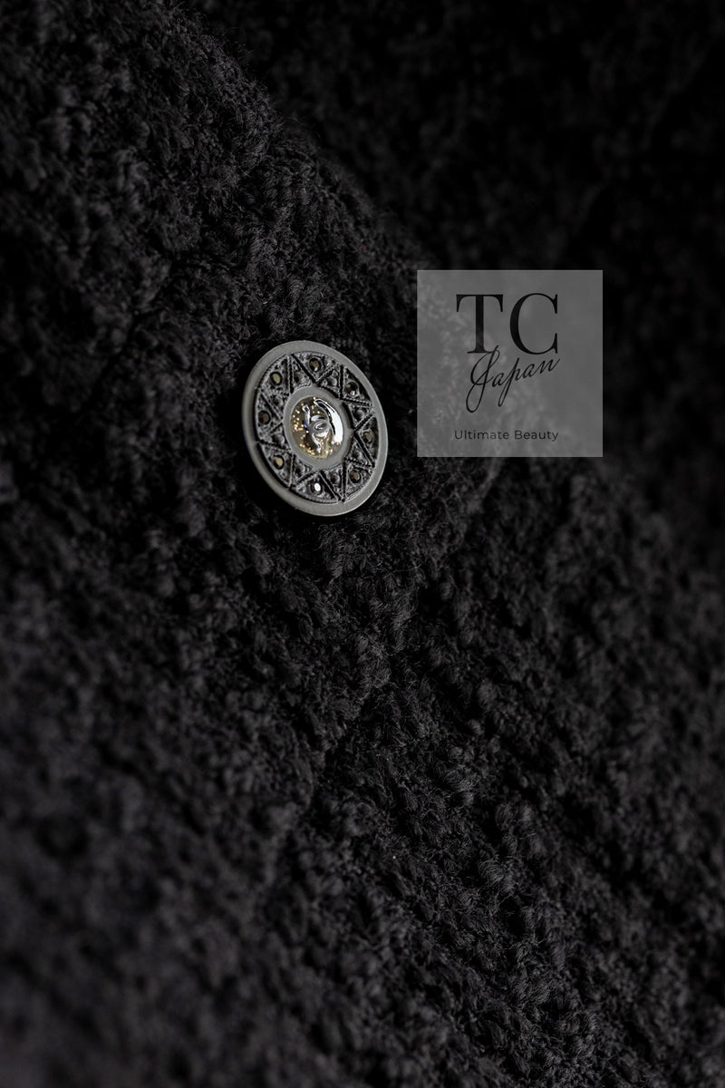 CHANEL 09A Black Green Wool Silk Long Jacket Coat 36 シャネル ブラック グリーン ウール シルク ロング ジャケット コート 即発