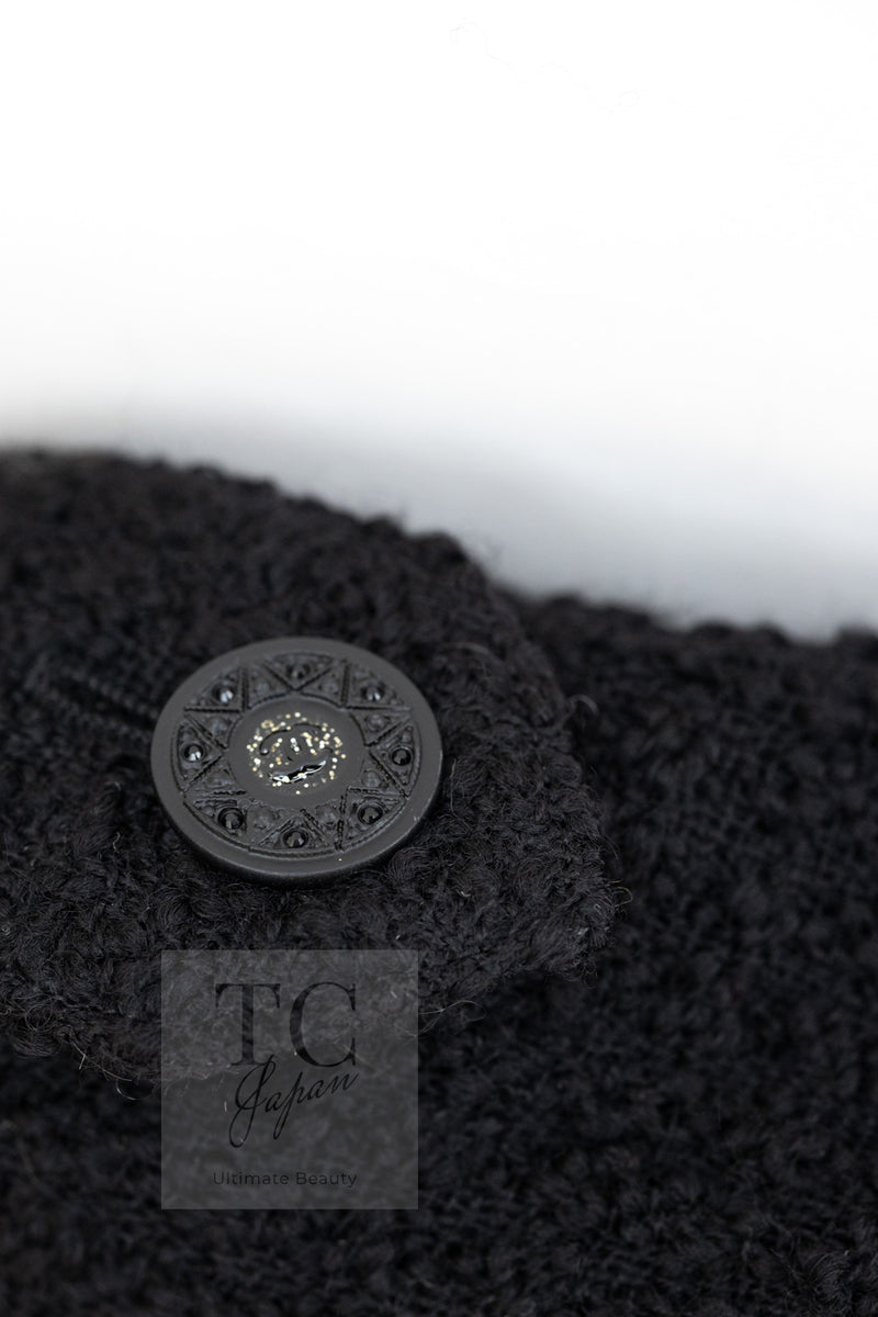 CHANEL 09A Black Green Wool Silk Long Jacket Coat 36 シャネル ブラック グリーン ウール シルク ロング ジャケット コート 即発