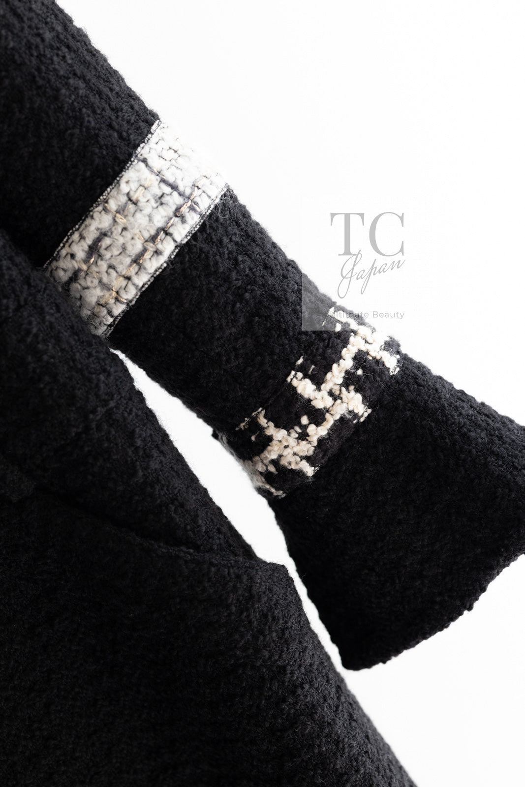 CHANEL 09A Black Green Wool Silk Long Jacket Coat 36 シャネル ブラック グリーン ウール シルク ロング ジャケット コート 即発