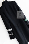 CHANEL 09A Black Green Wool Silk Long Jacket Coat 36 シャネル ブラック グリーン ウール シルク ロング ジャケット コート 即発