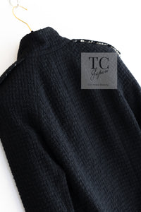 CHANEL 09A Black Green Wool Silk Long Jacket Coat 36 シャネル ブラック グリーン ウール シルク ロング ジャケット コート 即発