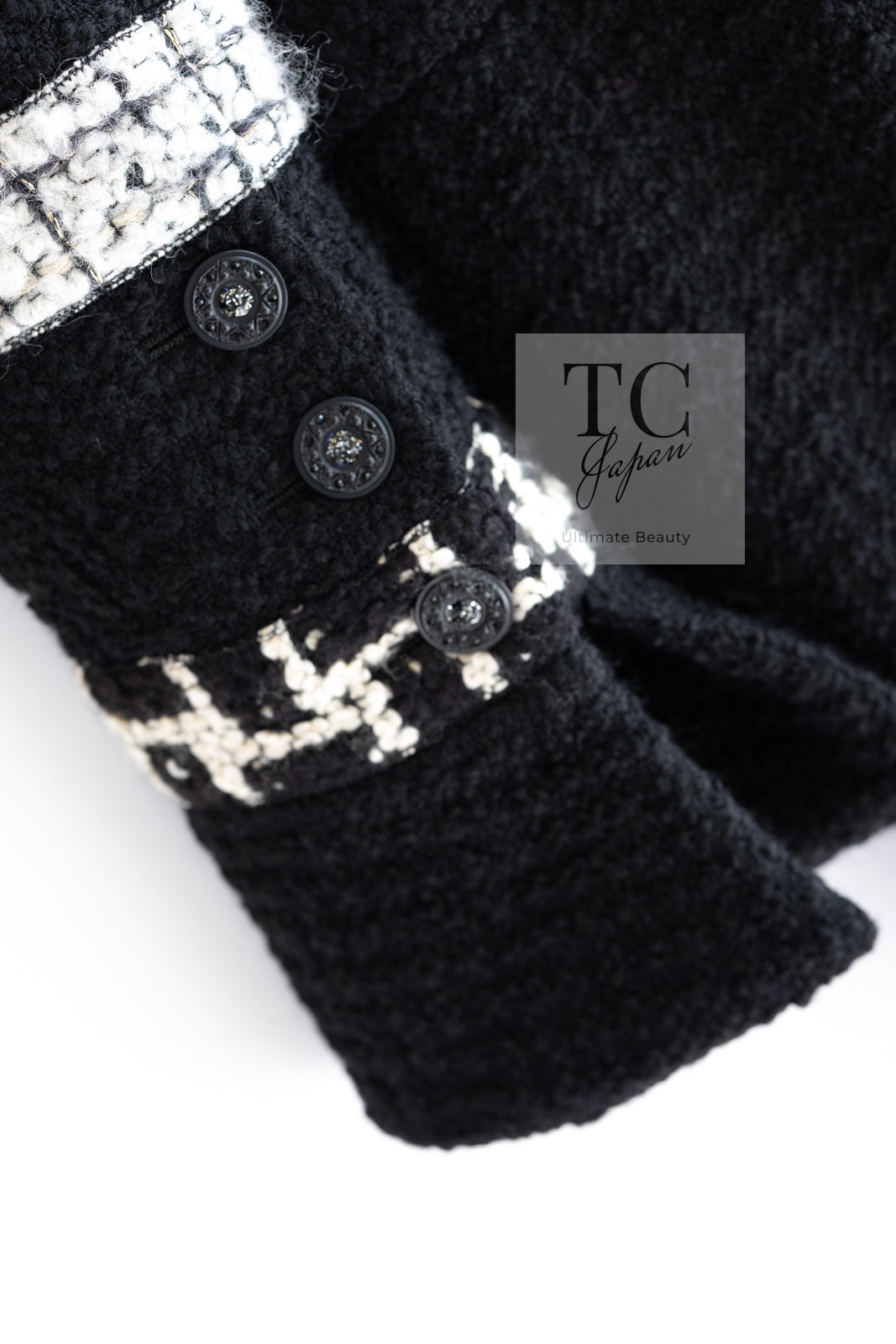 CHANEL 09A Black Green Wool Silk Long Jacket Coat 36 シャネル ブラック グリーン ウール シルク ロング ジャケット コート 即発