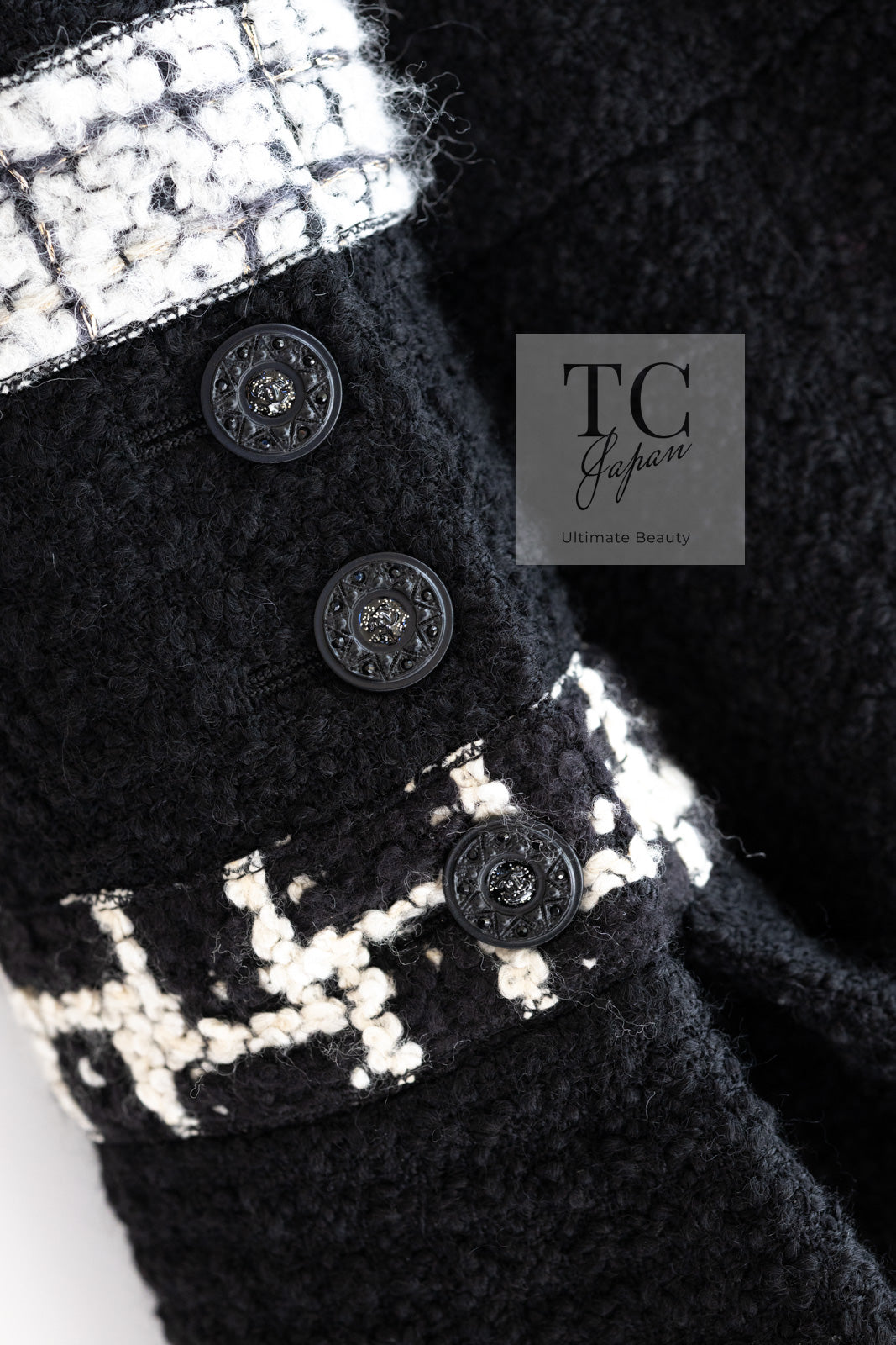 CHANEL 09A Black Green Wool Silk Long Jacket Coat 36 シャネル ブラック グリーン ウール シルク ロング ジャケット コート 即発