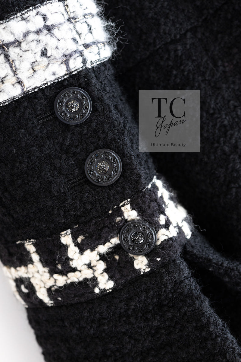 CHANEL 09A Black Green Wool Silk Long Jacket Coat 36 シャネル ブラック グリーン ウール シルク ロング ジャケット コート 即発