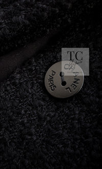 CHANEL 09A Black Green Wool Silk Long Jacket Coat 36 シャネル ブラック グリーン ウール シルク ロング ジャケット コート 即発