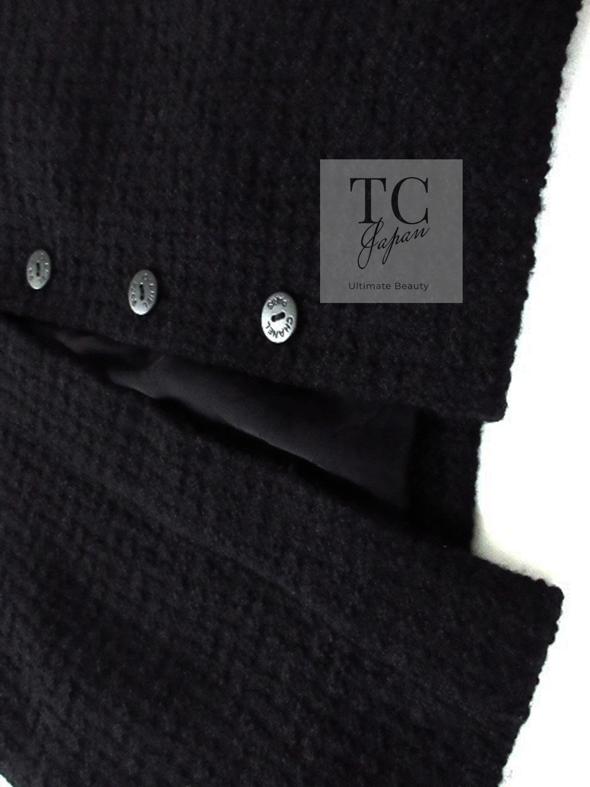 CHANEL 09A Black Green Wool Silk Long Jacket Coat 36 シャネル ブラック グリーン ウール シルク ロング ジャケット コート 即発