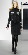 CHANEL 09A Black Green Wool Silk Long Jacket Coat 36 シャネル ブラック グリーン ウール シルク ロング ジャケット コート 即発
