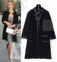 CHANEL 05A Black Bow Wool Long Coat 40 シャネル ブラック リボン ウール ロング コート 即発