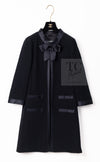 CHANEL 05A Black Bow Wool Long Coat 40 シャネル ブラック リボン ウール ロング コート 即発