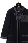 CHANEL 05A Black Bow Wool Long Coat 40 シャネル ブラック リボン ウール ロング コート 即発