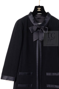 CHANEL 05A Black Bow Wool Long Coat 40 シャネル ブラック リボン ウール ロング コート 即発