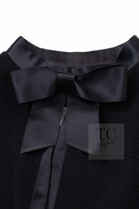 CHANEL 05A Black Bow Wool Long Coat 40 シャネル ブラック リボン ウール ロング コート 即発
