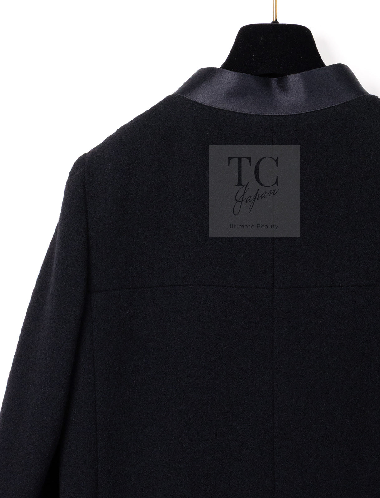 CHANEL 05A Black Bow Wool Long Coat 40 シャネル ブラック リボン ウール ロング コート 即発