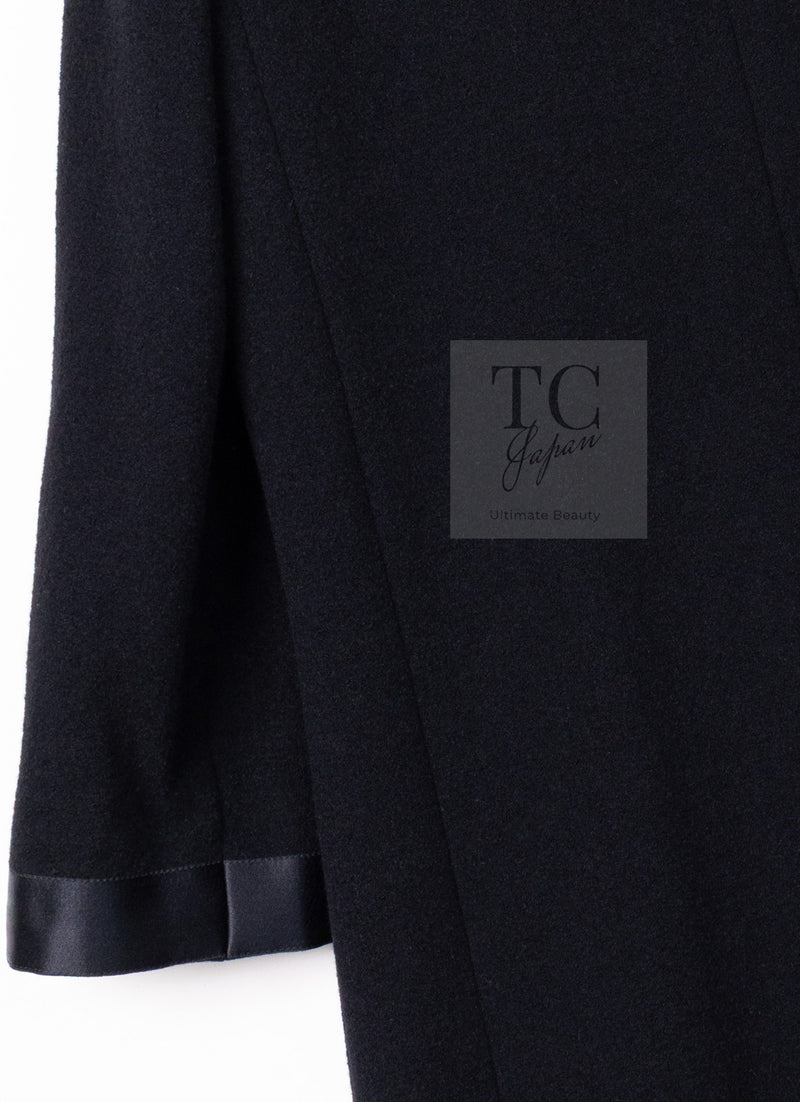 CHANEL 05A Black Bow Wool Long Coat 40 シャネル ブラック リボン ウール ロング コート 即発