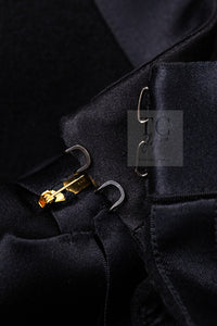 CHANEL 05A Black Bow Wool Long Coat 40 シャネル ブラック リボン ウール ロング コート 即発