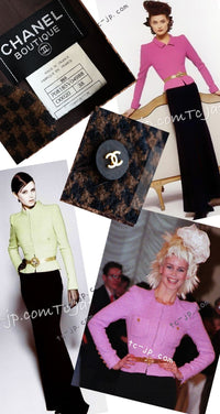 CHANEL 96A Vintage Brown Black Houndstooth Dress Coat 38 シャネル ヴィンテージ ブラウン ブラック 千鳥格子 ココボタン ワンピース コート 即発