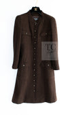 CHANEL 96A Vintage Brown Black Houndstooth Dress Coat 38 シャネル ヴィンテージ ブラウン ブラック 千鳥格子 ココボタン ワンピース コート 即発