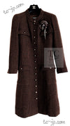 CHANEL 96A Vintage Brown Black Houndstooth Dress Coat 38 シャネル ヴィンテージ ブラウン ブラック 千鳥格子 ココボタン ワンピース コート 即発
