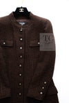 CHANEL 96A Vintage Brown Black Houndstooth Dress Coat 38 シャネル ヴィンテージ ブラウン ブラック 千鳥格子 ココボタン ワンピース コート 即発