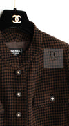 CHANEL 96A Vintage Brown Black Houndstooth Dress Coat 38 シャネル ヴィンテージ ブラウン ブラック 千鳥格子 ココボタン ワンピース コート 即発