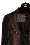 CHANEL 96A Vintage Brown Black Houndstooth Dress Coat 38 シャネル ヴィンテージ ブラウン ブラック 千鳥格子 ココボタン ワンピース コート 即発