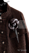 CHANEL 96A Vintage Brown Black Houndstooth Dress Coat 38 シャネル ヴィンテージ ブラウン ブラック 千鳥格子 ココボタン ワンピース コート 即発